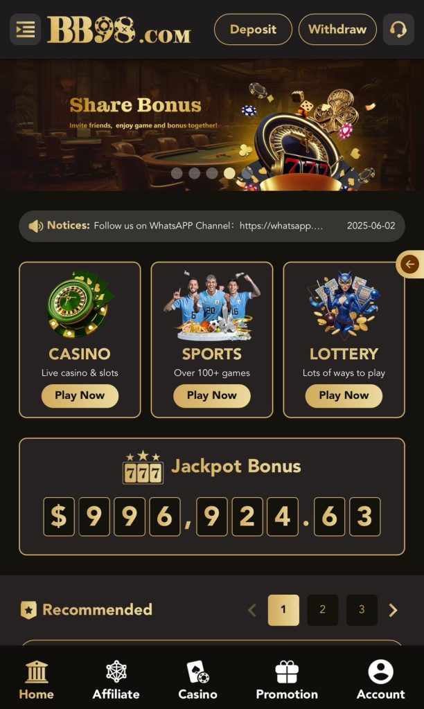 BB98 game APK V3.1.5 earning dashboard