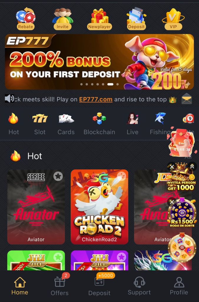 EP777 game APK V3.58 login page
