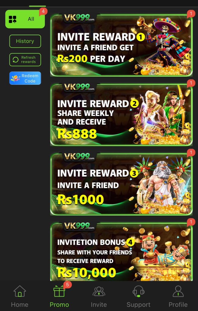 VK999 game rewards and earning features