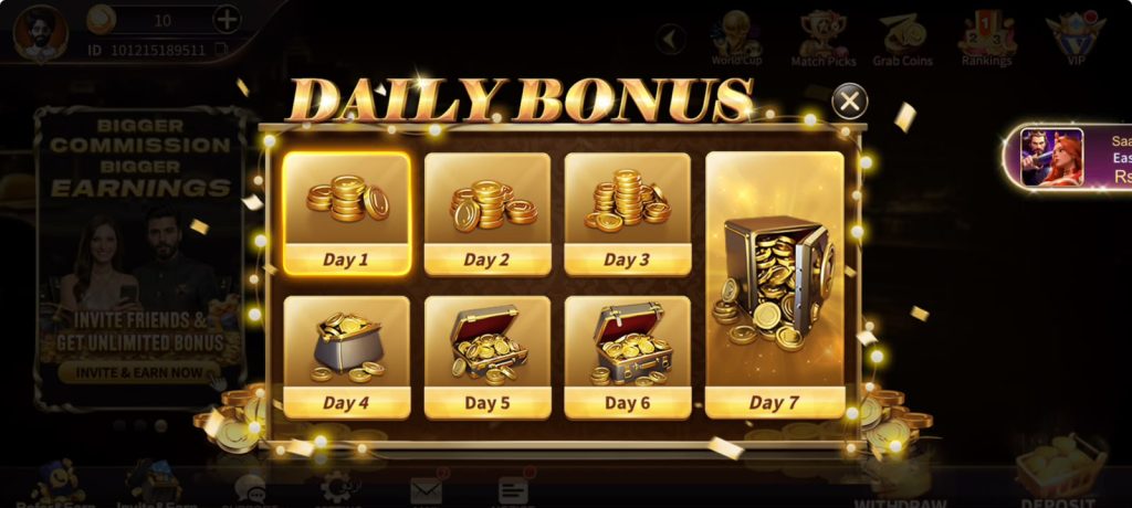 Royal X777 Earning Game daily rewards and bonus features