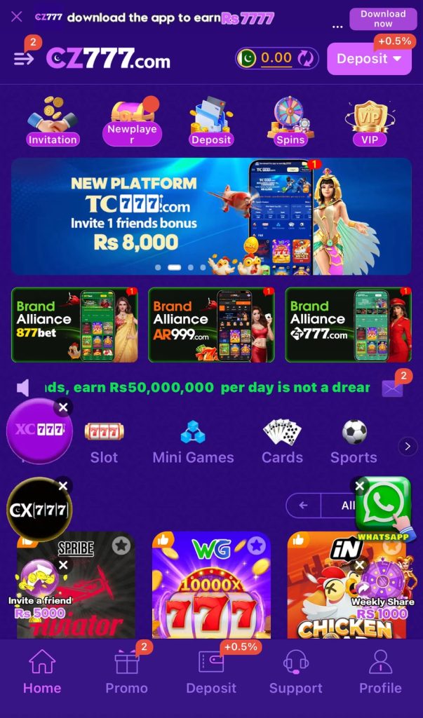 XC777 Game APK download interface showing secure registration, mobile gaming features, local payment methods, and a user-friendly dashboard for Pakistani users.
