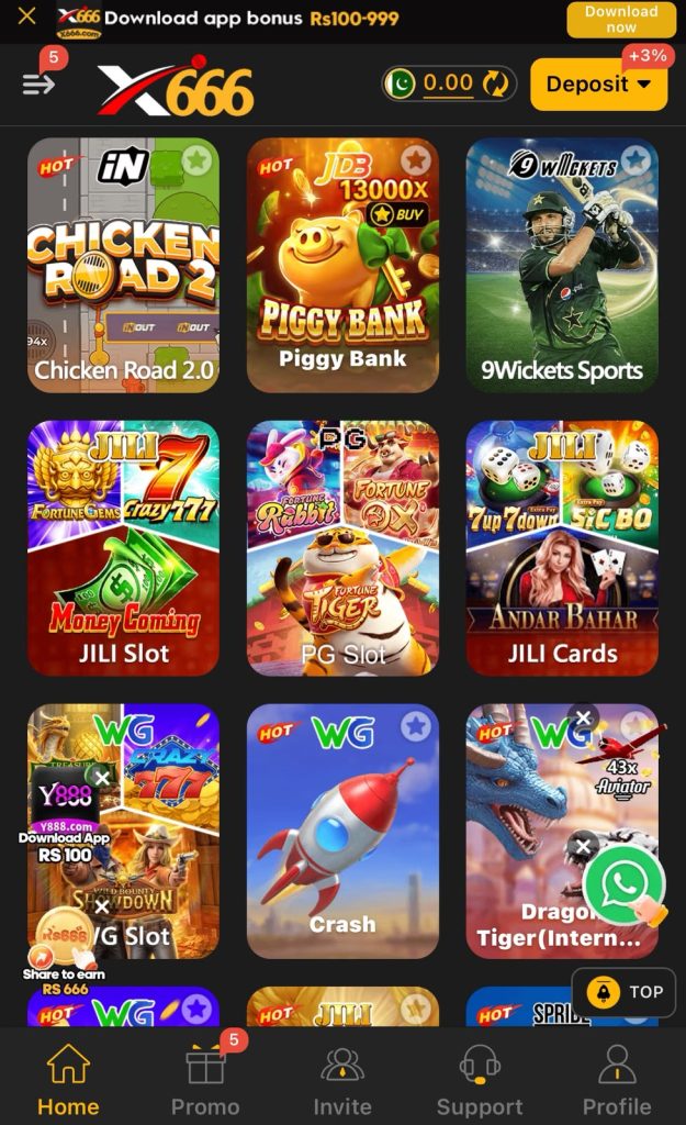 X666 Game APK download page showing Android gaming interface, secure registration, local payment methods, lightweight design, and multiple gaming categories for Pakistani users.
