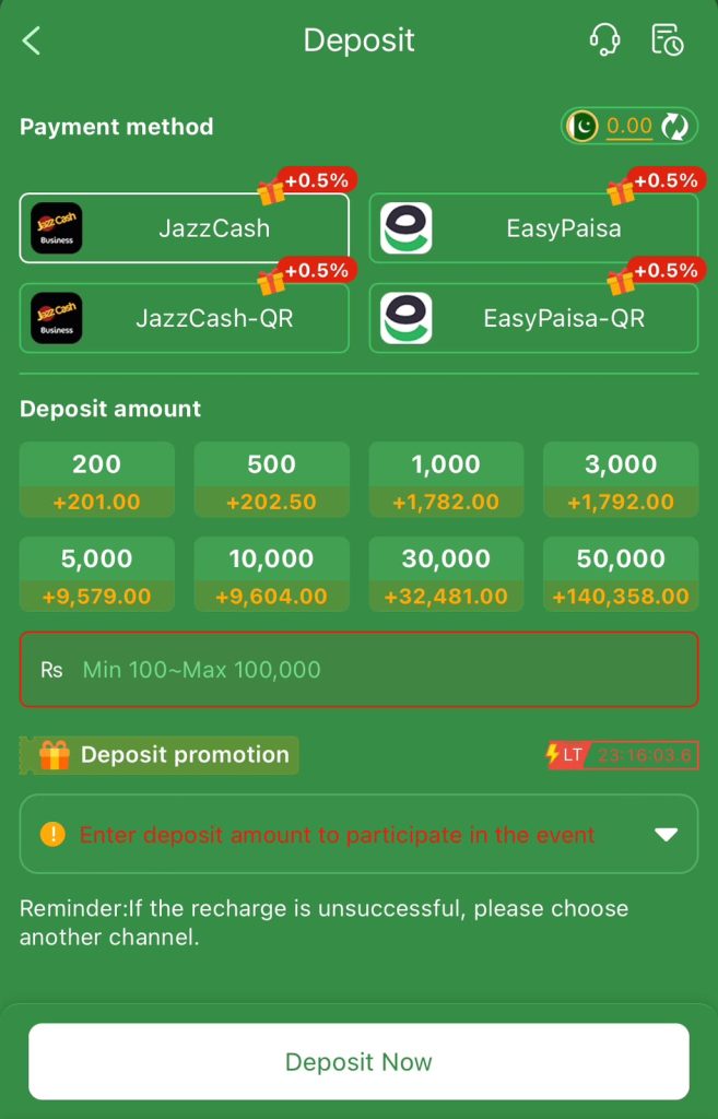 FD777 Game deposit process showing JazzCash, Easypaisa, and secure payment options.